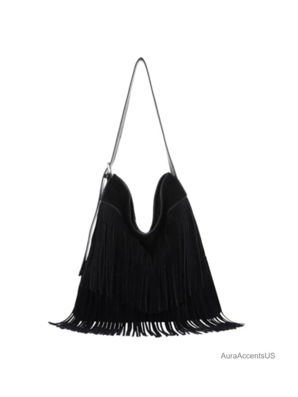 Fringe Hobo Bag Vegan Faux Suede Leather Tassel Shoulder Bag